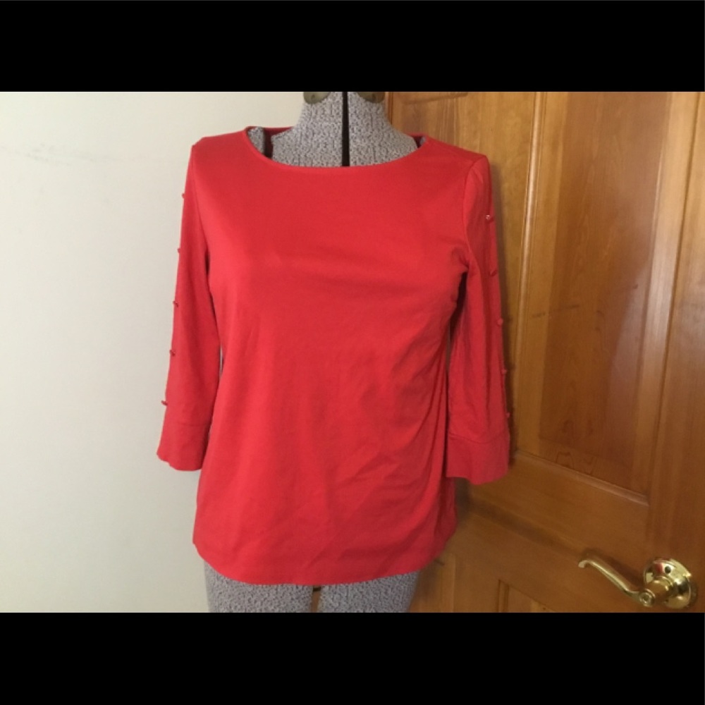 Talbots PM w/ buttons, elegant, coral red color.  Beautiful condition